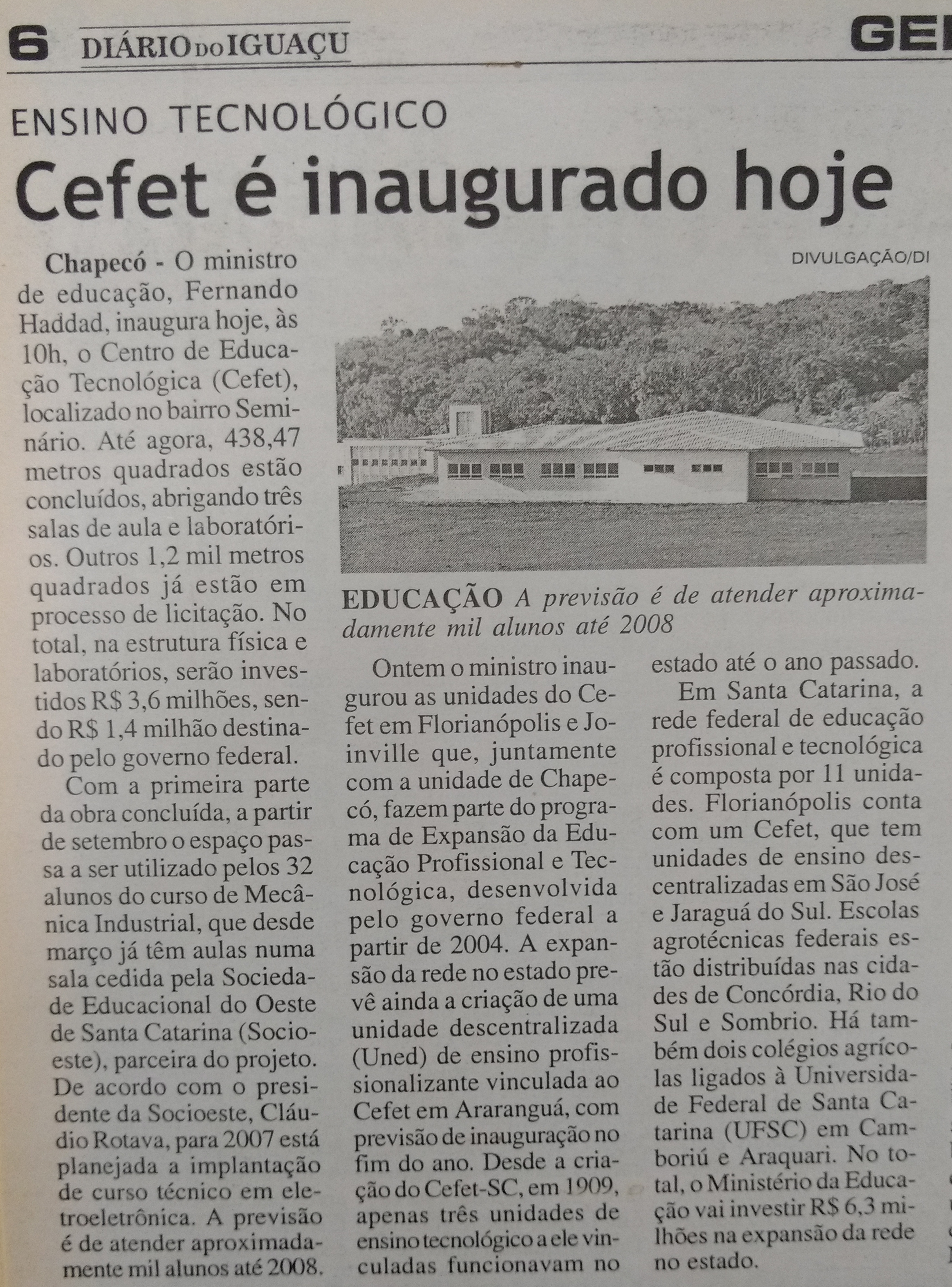 Arquivo do Jornal Diário do Iguaçu de 23 de agosto de 2006