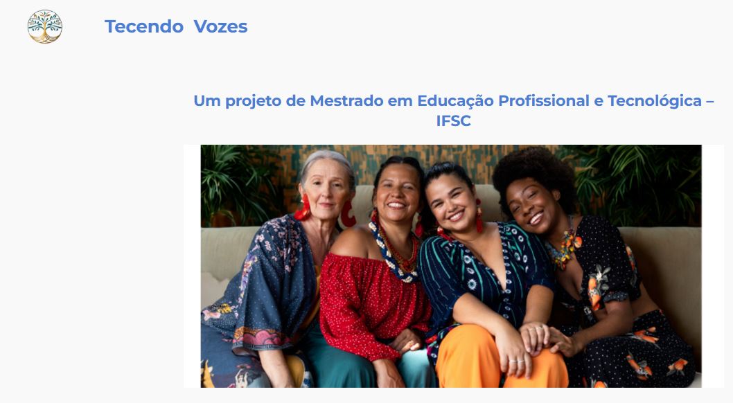 Página inicial do site Tecendo Vozes (www.tecendovozes.com.br). Foto: Reprodução
