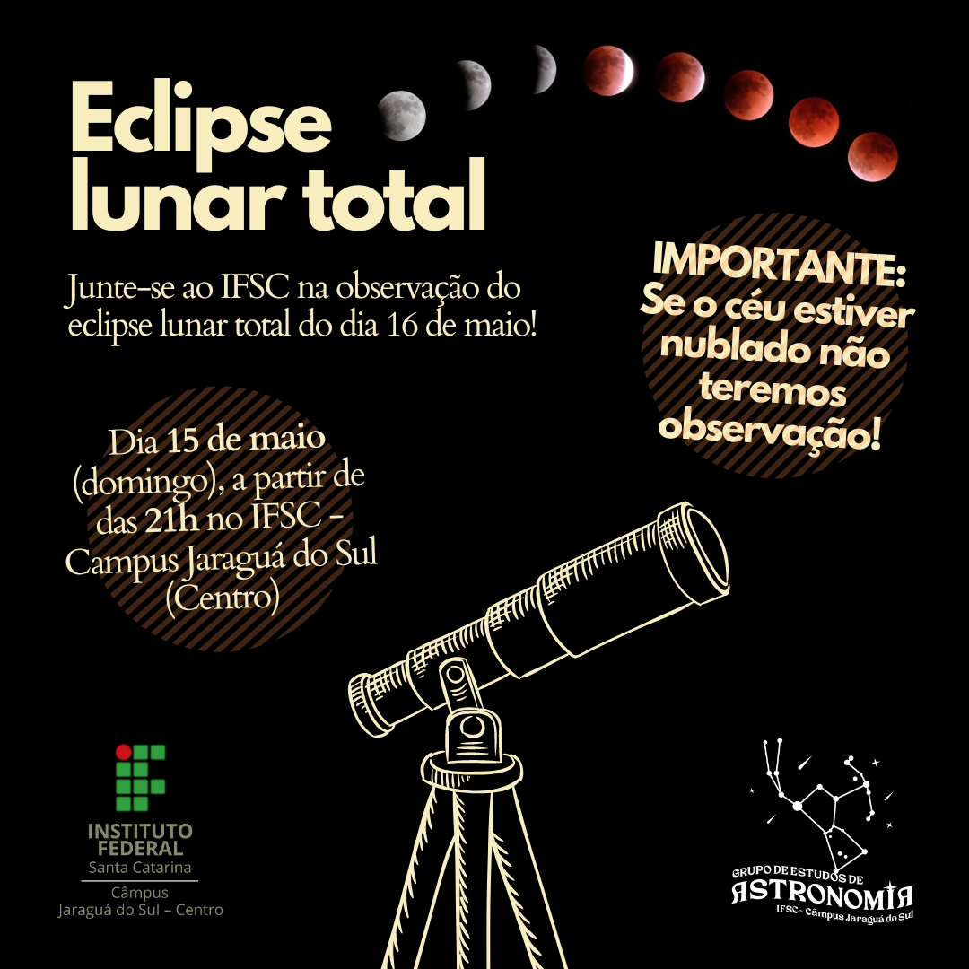 Convite para evento de observação promovido pelo Grupo de Estudos de Astronomia do IFSC em Jaraguá do Sul.